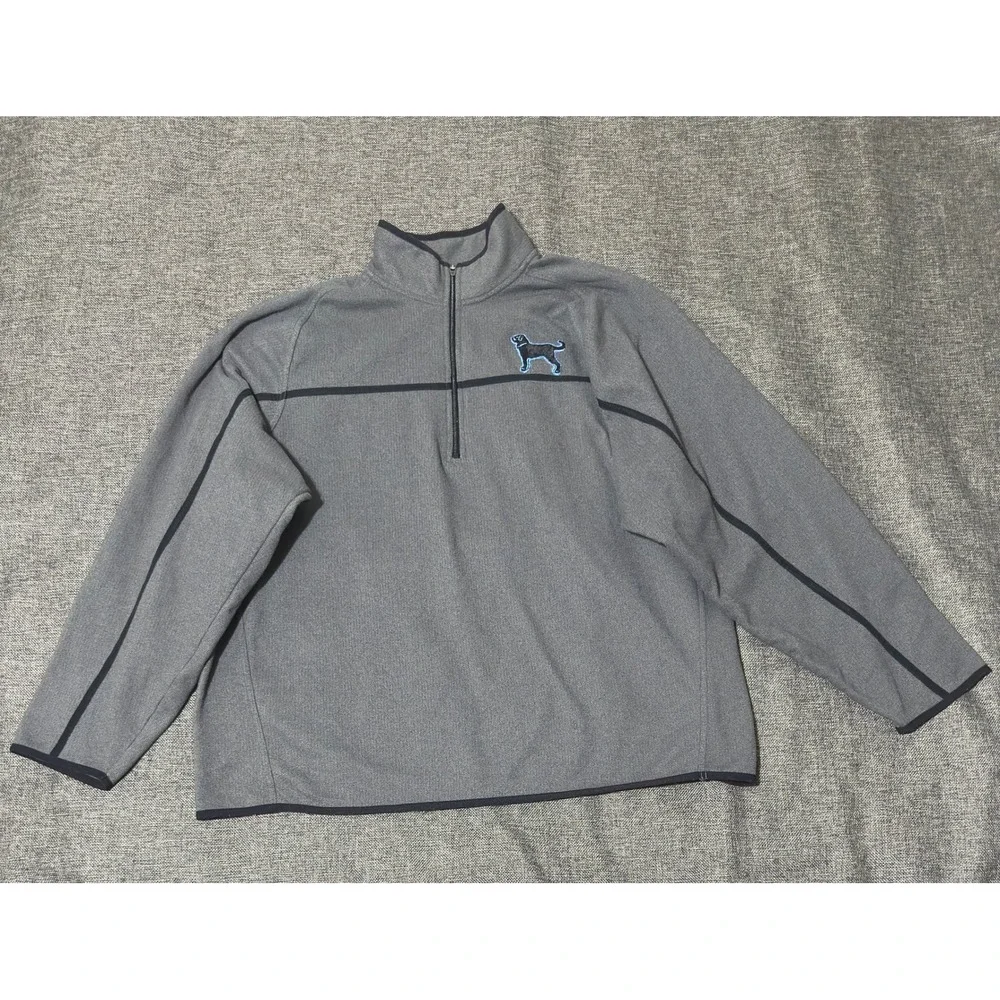 Old Navy Mens 2XL Pullover 1/4 Zip Fleece Gray Black Dog Logo 5187